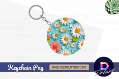 Floral daisy pattern Round Keychain PNG Product Image 1