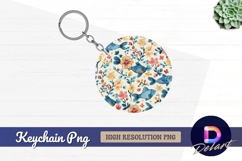 Floral fish Round Keychain PNG Product Image 1