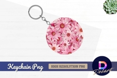 Pink daisy flower illustration Round Keychain PNG Product Image 1