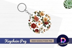 Floral roses seamless pattern Round Keychain PNG Product Image 1