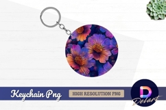 Colorful floral Round Keychain PNG Product Image 1