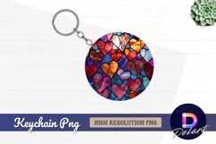 Heart stained glass Round Keychain PNG Product Image 1