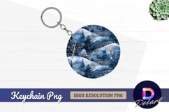 Watercolor snowy winter trees Round Keychain PNG Product Image 1