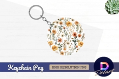Watercolor floral pattern for Round Keychain PNG Product Image 1