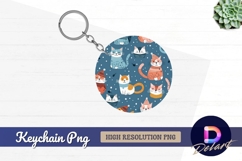 Winter cats Round Keychain PNG Product Image 1