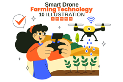 10 Smart Drone Farming Technology Illustration Product Image 1
