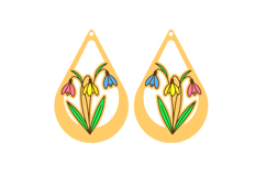 Snowdrop Teardrop Earring, Engrave and Cut Laser cut, SVG Product Image 2
