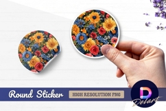 Vibrant floral arrangement Round Sticker PNG Product Image 1