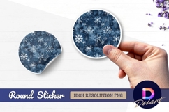 Watercolor snowflakes pattern dark blue Round Sticker PNG Product Image 1