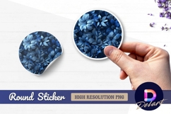 Blue floral background Round Sticker PNG Product Image 1