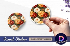 Autumn floral pattern Round Sticker PNG Product Image 1