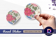 Floral round sticker png flower Round Sticker PNG Product Image 1