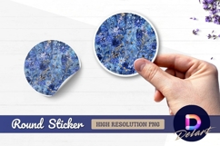 Blue floral watercolor circle botanical Round Sticker PNG Product Image 1