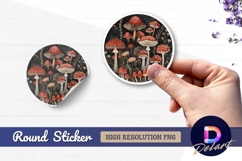 Mushroom circle illustration whimsical Round Sticker PNG Product Image 1
