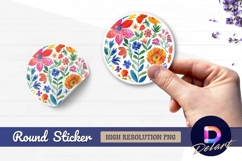 Watercolor floral arrangement Round Sticker PNG Product Image 1