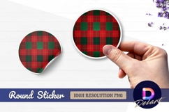 Red and green tartan plaid pattern Round Sticker PNG Product Image 1