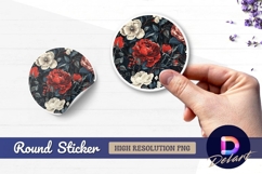 Floral dark background Round Sticker PNG Product Image 1