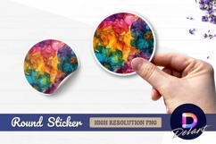 Colorful ink flowers circular abstract Round Sticker PNG Product Image 1