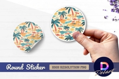 Tropical beach summer holiday Round Sticker PNG Product Image 1
