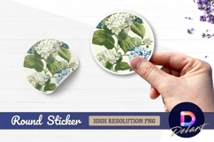 Floral hydrangea Round Sticker PNG Product Image 1