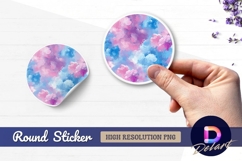 Abstract pink and blue cloud swirl Round Sticker PNG Product Image 1