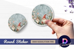 Cute gnomes and flowers Round Sticker PNG Product Image 1