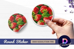 Ripe strawberries fresh fruit Round Sticker PNG Product Image 1