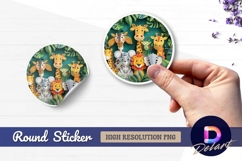 Cute papercut animals Round Sticker PNG Product Image 1