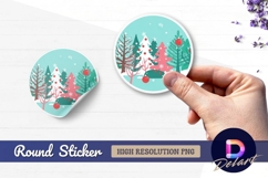 Christmas trees winter snow round sticker png Product Image 1