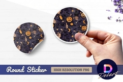 Halloween seamless pattern with pumpkins Round Sticker PNG Product Image 1