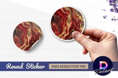 Abstract red and gold fluid art Round Sticker PNG Product Image 1