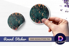 Celestial moons and stars abstract Round Sticker PNG Product Image 1