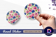 Floral pattern flowers background Round Sticker PNG Product Image 1