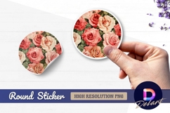 Rose floral background pattern Round Sticker PNG Product Image 1