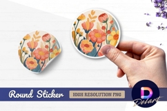 Floral round sticker png with pastel flowers Product Image 1