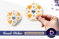 Hearts pattern round sticker png colorful design Product Image 1