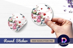 Floral arrangement with hearts round sticker png Product Image 1