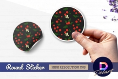 Christmas holly berries pattern round sticker png Product Image 1