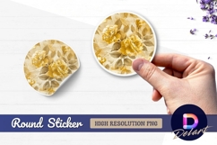 Golden palm leaves Round Sticker PNG Product Image 1