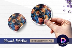 Cosmic flowers digital art Round Sticker PNG Product Image 1