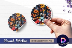 Artistic floral pattern Round Sticker PNG Product Image 1