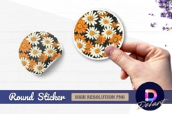 Daisy flower pattern Round Sticker PNG Product Image 1