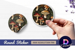 Whimsical mushroom circle Round Sticker PNG Product Image 1