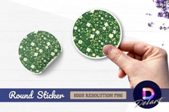 Floral pattern with leaves Round Sticker PNG Product Image 1
