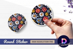 Floral pattern on dark background Round Sticker PNG Product Image 1