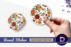 Watercolor roses floral arrangement Round Sticker PNG Product Image 1