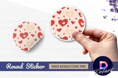 Heart pattern round sticker png for valentine Product Image 1