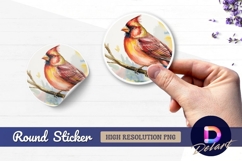 Watercolor cardinal bird Round sticker png Product Image 1