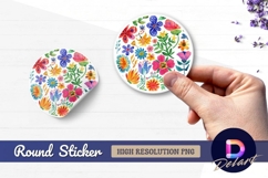Watercolor floral arrangement circle Round Sticker PNG Product Image 1
