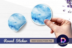 Blue watercolor texture abstract Round Sticker PNG Product Image 1